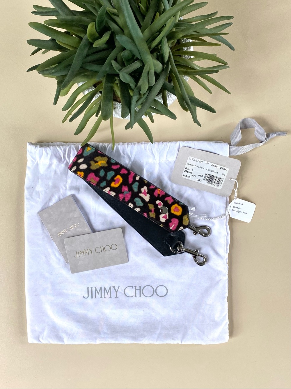JIMMY CHOO - Colorful Leopard Print Pony Bag Shoulder Strap